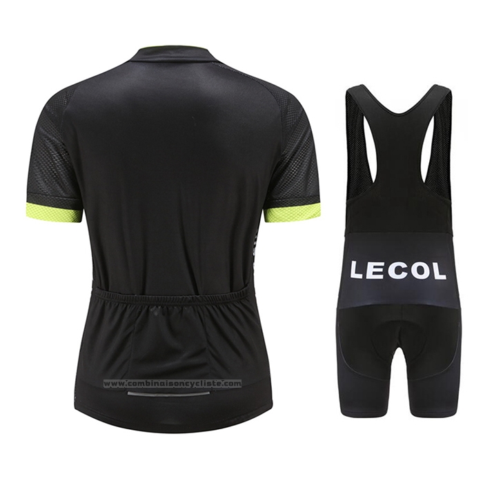 2021 Maillot Cyclisme Le Col Noir Jaune Manches Courtes et Cuissard